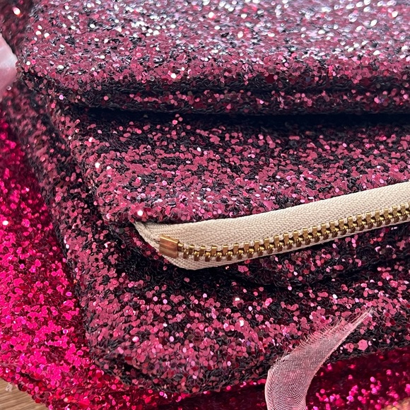 Handcrafted! 🤩Gorgeous Steel Silver Glitter Makeup Bag or Evening Clutch - Picture 9 of 12